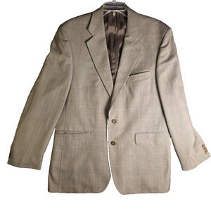 Alexandre London Blazer Men's Tan Glen Plaid Wool 2-Button Jacket Career - 44